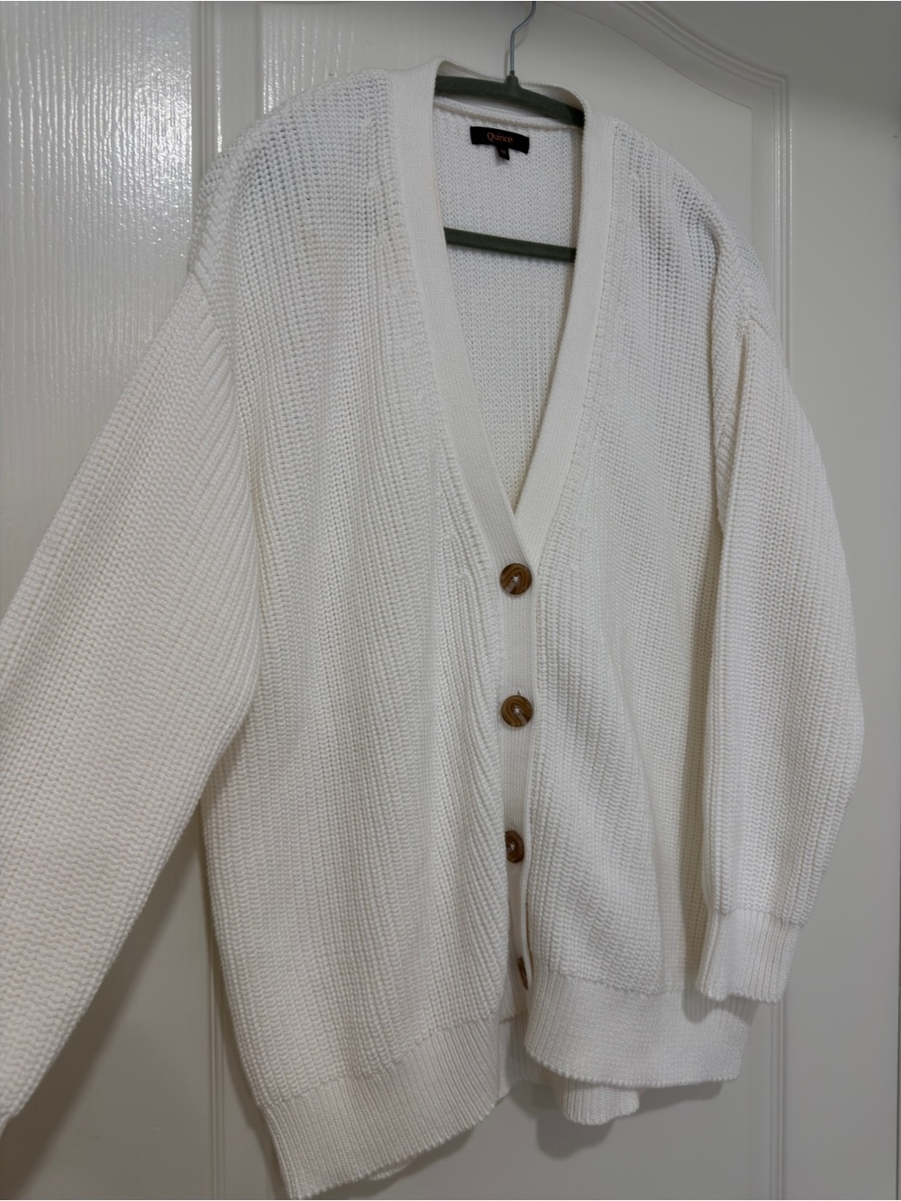 Quince Ivory Oversized Boyfriend Cardigan Size M Organic Cotton - Picture 2 of 6